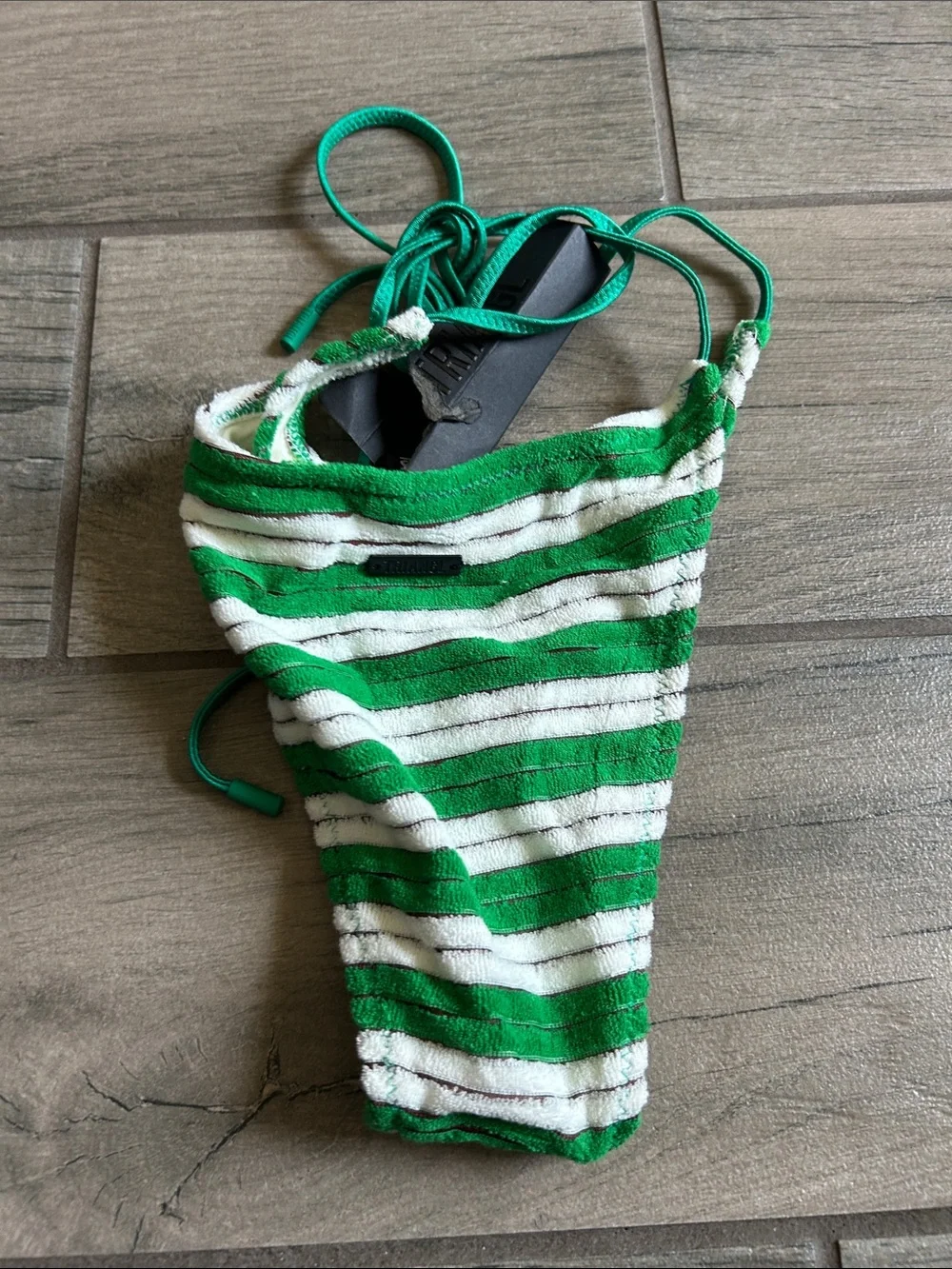triangl swimwear Green and White Striped Bikini Bottom